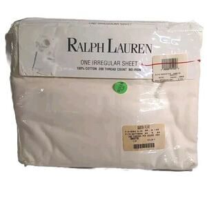 Vintage Ralph Lauren Queen Beige Flat Sheet Home Bedroom Decor